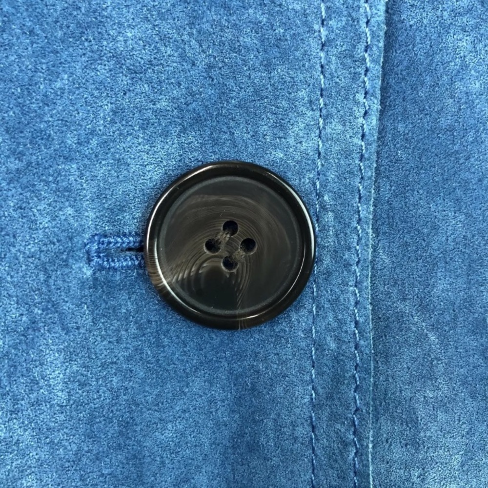 Blue Suede Button-Front Jacket - Picture 3 of 8